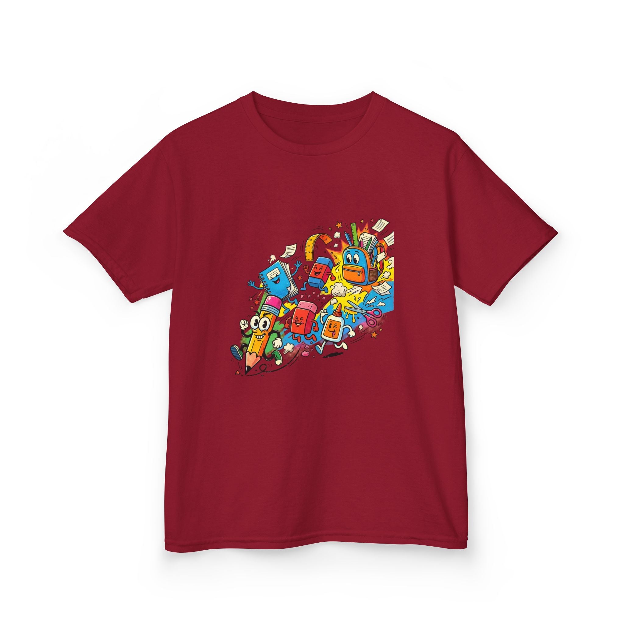 Kids Back to School 2026 Tee - Cartoon School Supplies