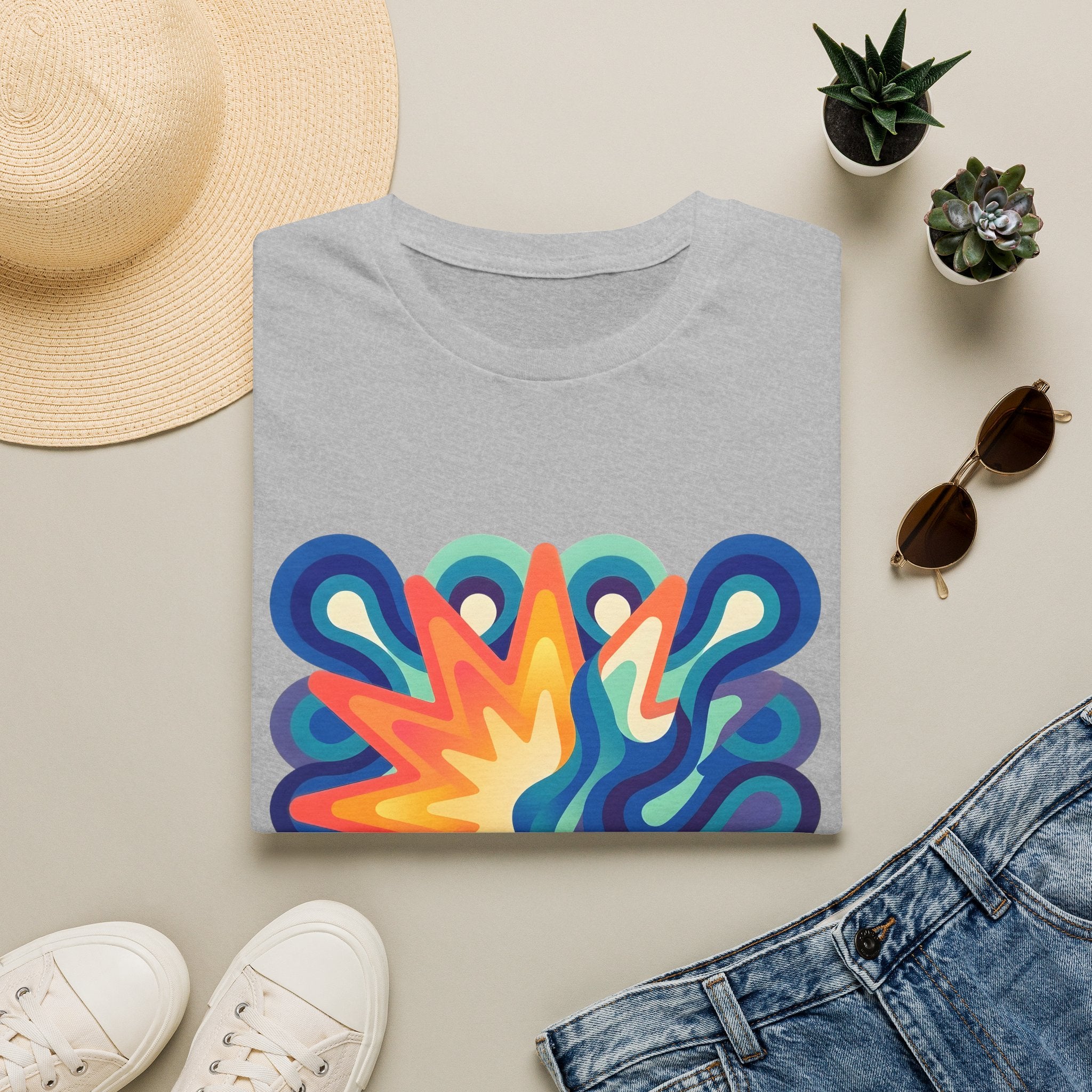 Abstract T-Shirt - Psychedelic Starburst Graphic Tee | Dynamic Blue