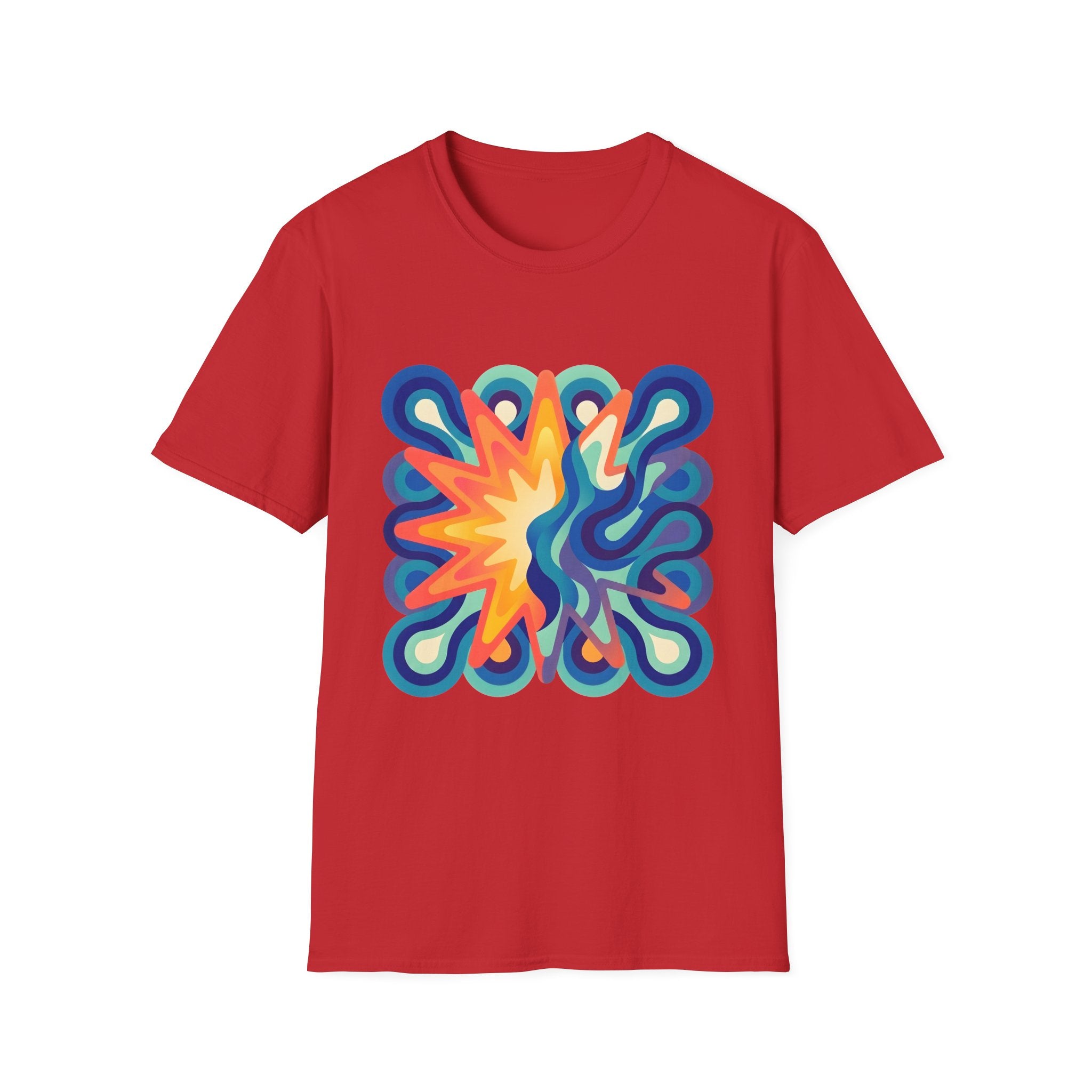 Abstract T-Shirt - Psychedelic Starburst Graphic Tee | Dynamic Blue