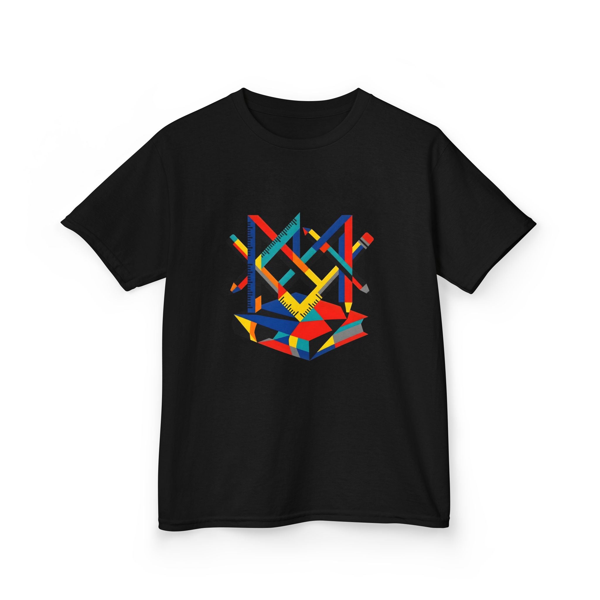 Kids Tee - Bauhaus Geometric Design Tools Graphic | Primary Colors