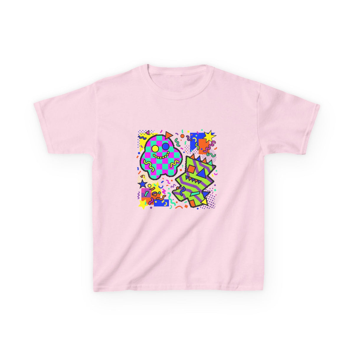 Kids Tee - Playful 90s Geometric Monsters | Retro Abstract