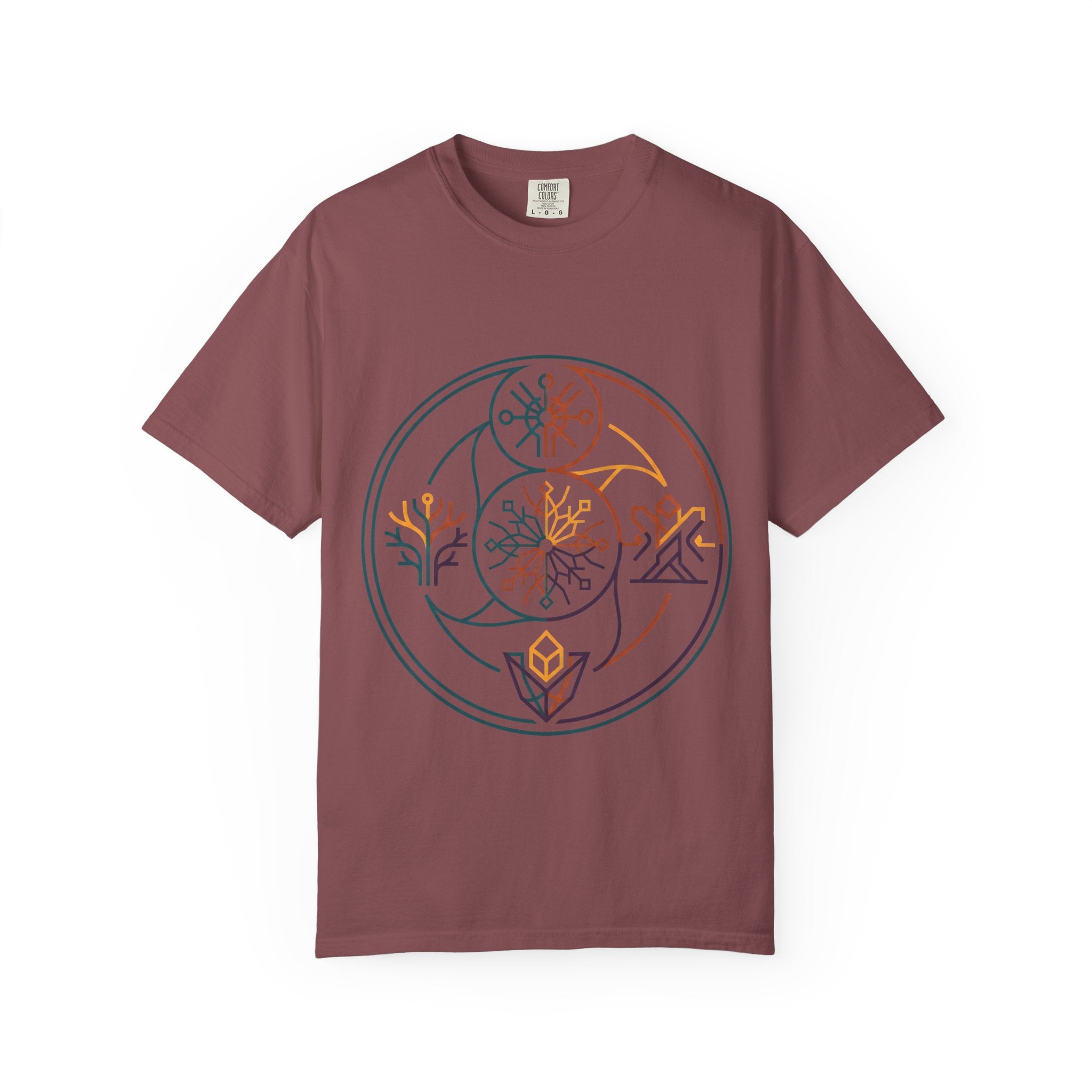Unisex Garment-Dyed T-Shirt - Minimalist Geometric Nature Art