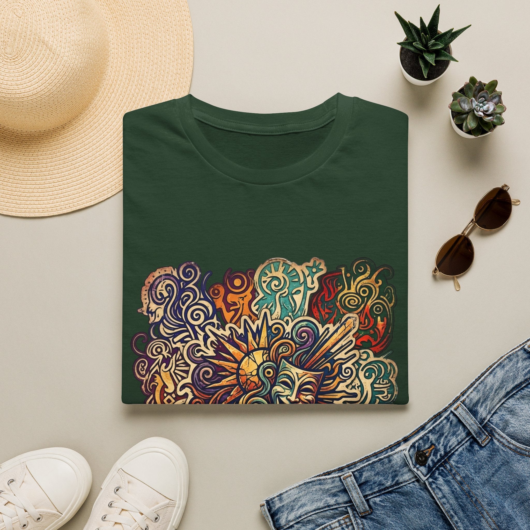 Unisex T-Shirt - Retro Psychedelic Theater Comedy Mask | Abstract Art