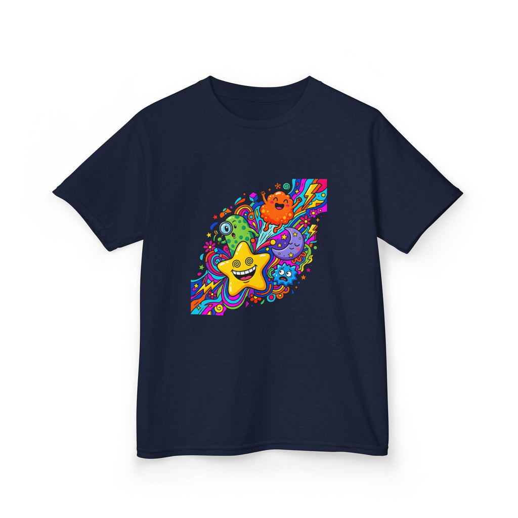 Kids Psychedelic Monster Tee - Vibrant Cartoon Doodle Shirt