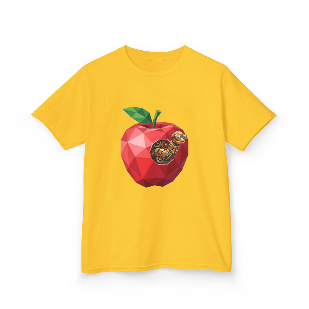 Kids Steampunk T-Shirt - Low Poly Geometric Mechanical Apple Worm