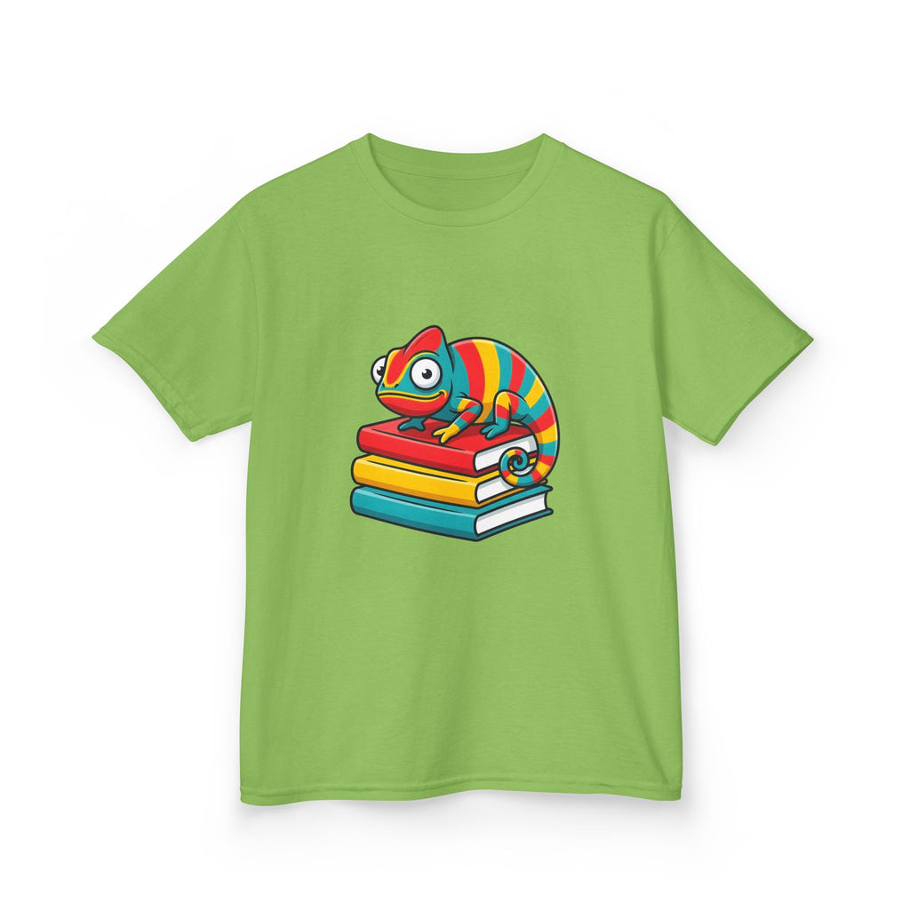 Kids T-Shirt - Whimsical Chameleon Reading Books | School Tee
