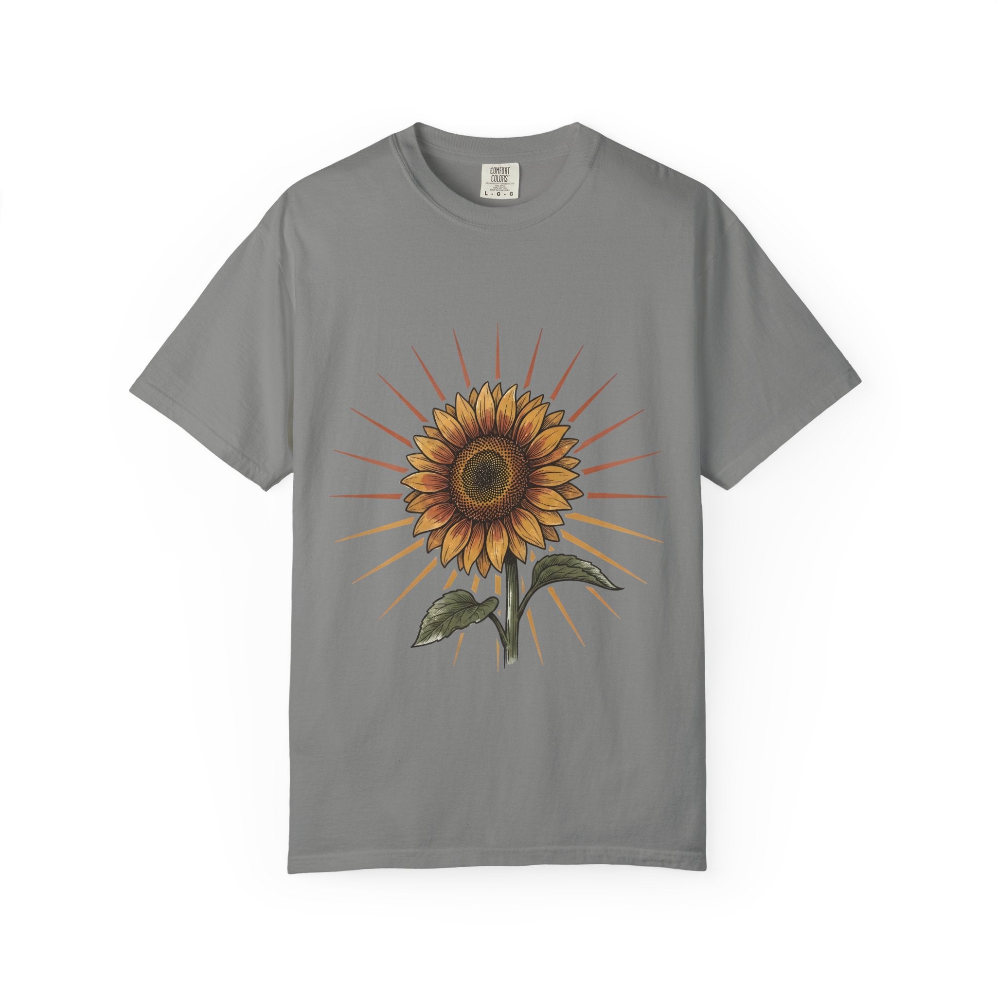 Sunflower T-shirt - Vintage Botanical Line Art | Comfort Colors
