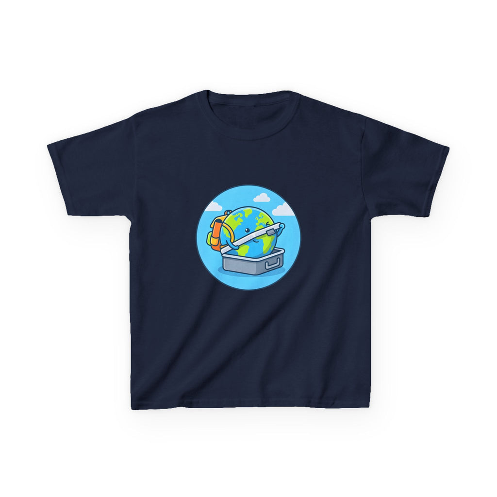 Kids Tee - Cute Earth Travel & School Cartoon Shirt | Adventure