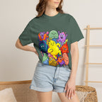 Unisex Garment-Dyed T-Shirt - Diverse Emotional Cartoon Creatures