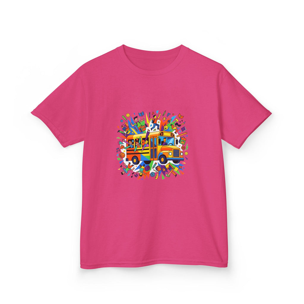 Kids Back to School Tee - Colorful School Bus & Student Shirt