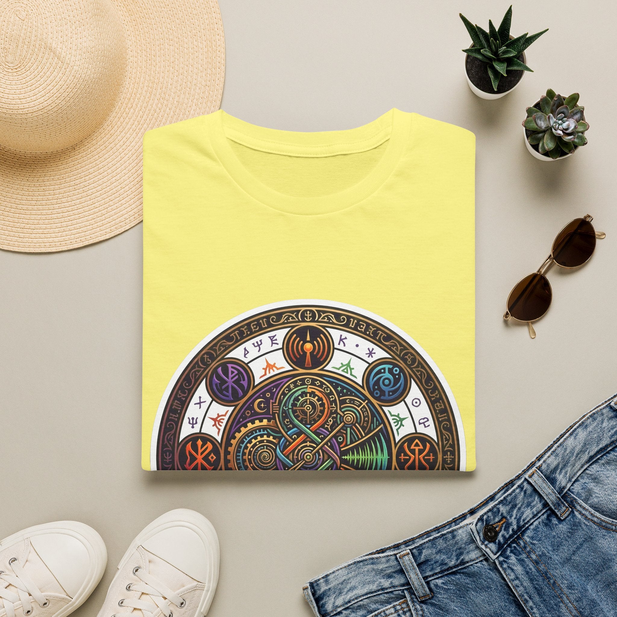 Unisex Steampunk T-Shirt - Ornate Mystical Mandala & Gears