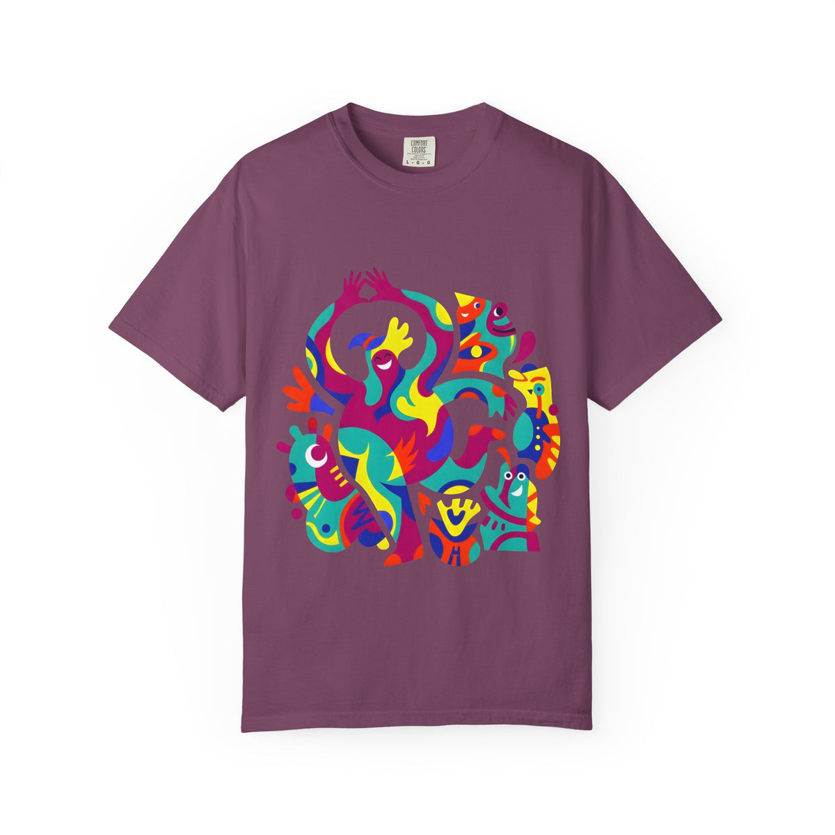 Garment-Dyed T-shirt - Joyful Abstract Creatures | Whimsical Graphic