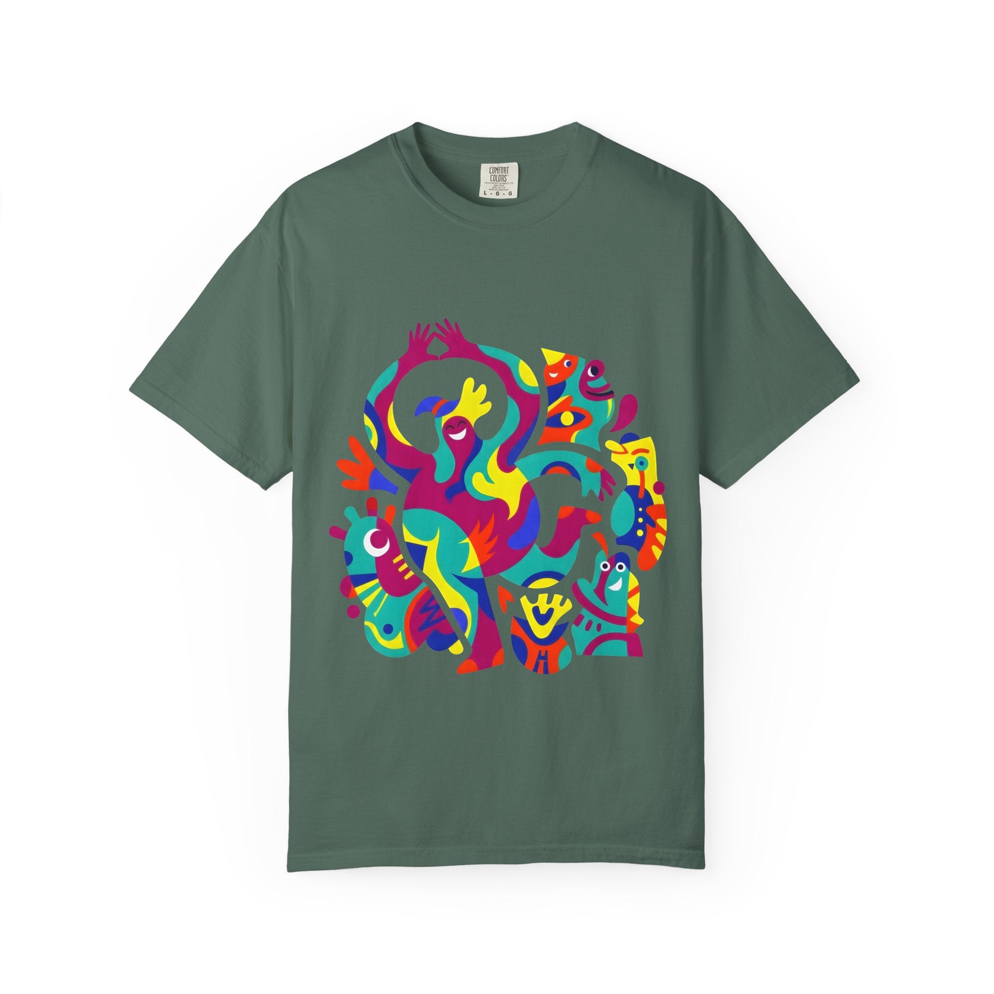 Garment-Dyed T-shirt - Joyful Abstract Creatures | Whimsical Graphic