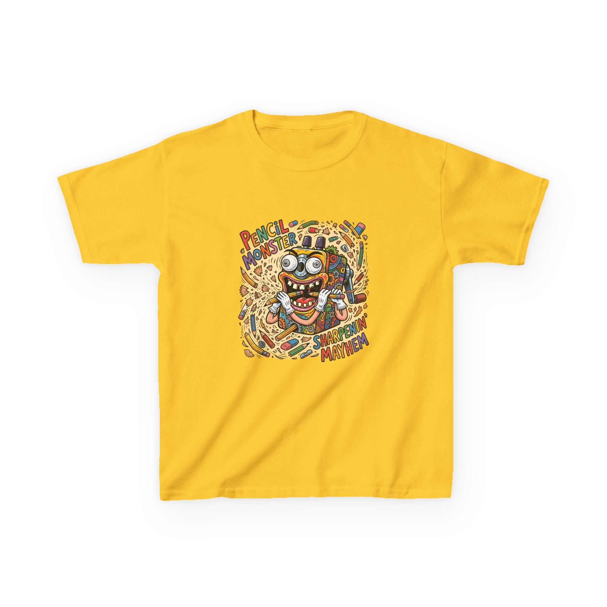 Kids Tee - Pencil Monster "Sharpenin' Mayhem" Cartoon | School