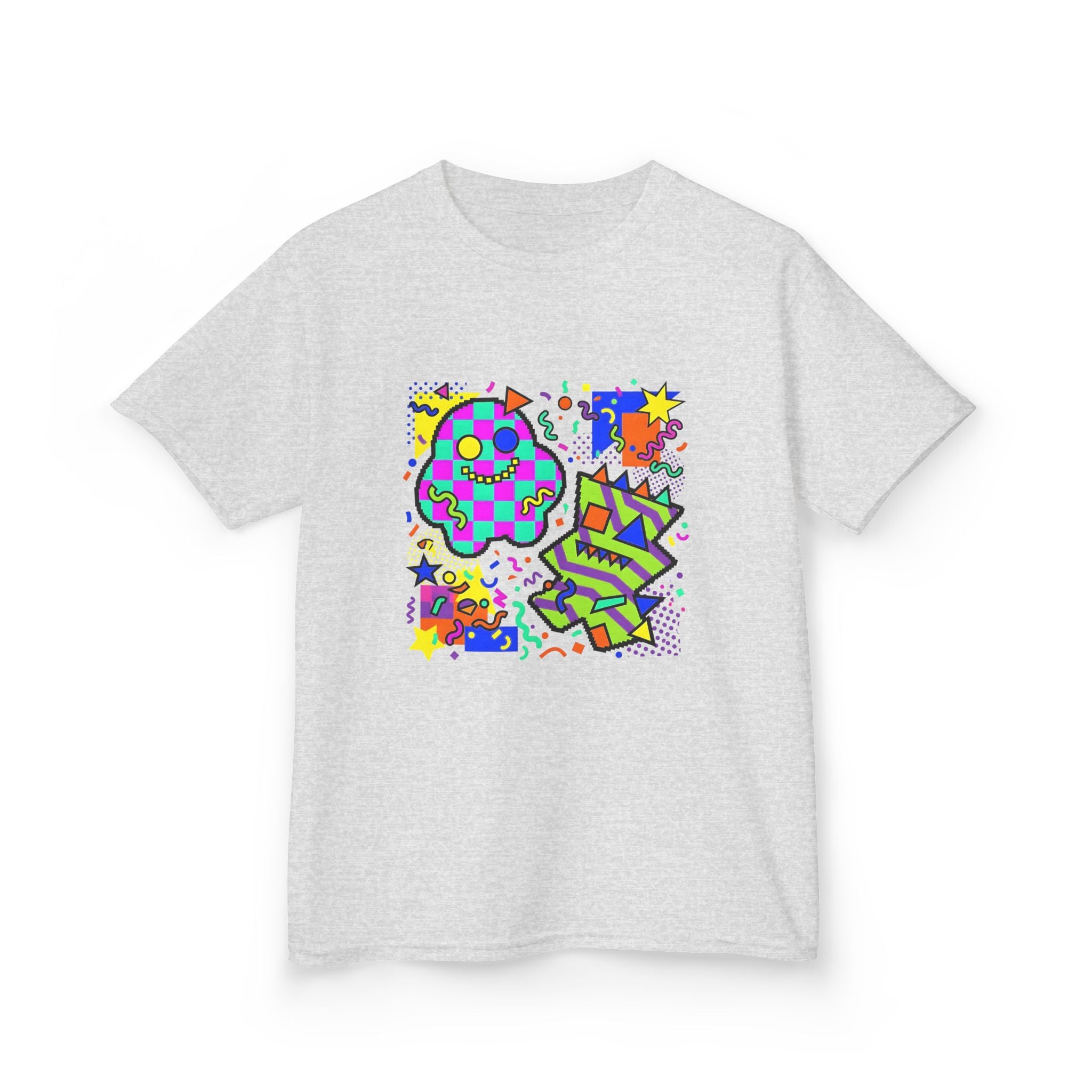 Kids Tee - Playful 90s Geometric Monsters | Retro Abstract