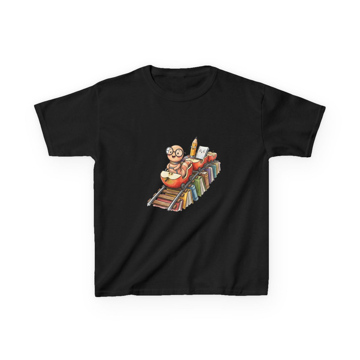 Kids Learning Train Tee - Whimsical Bookworm Education Shirt