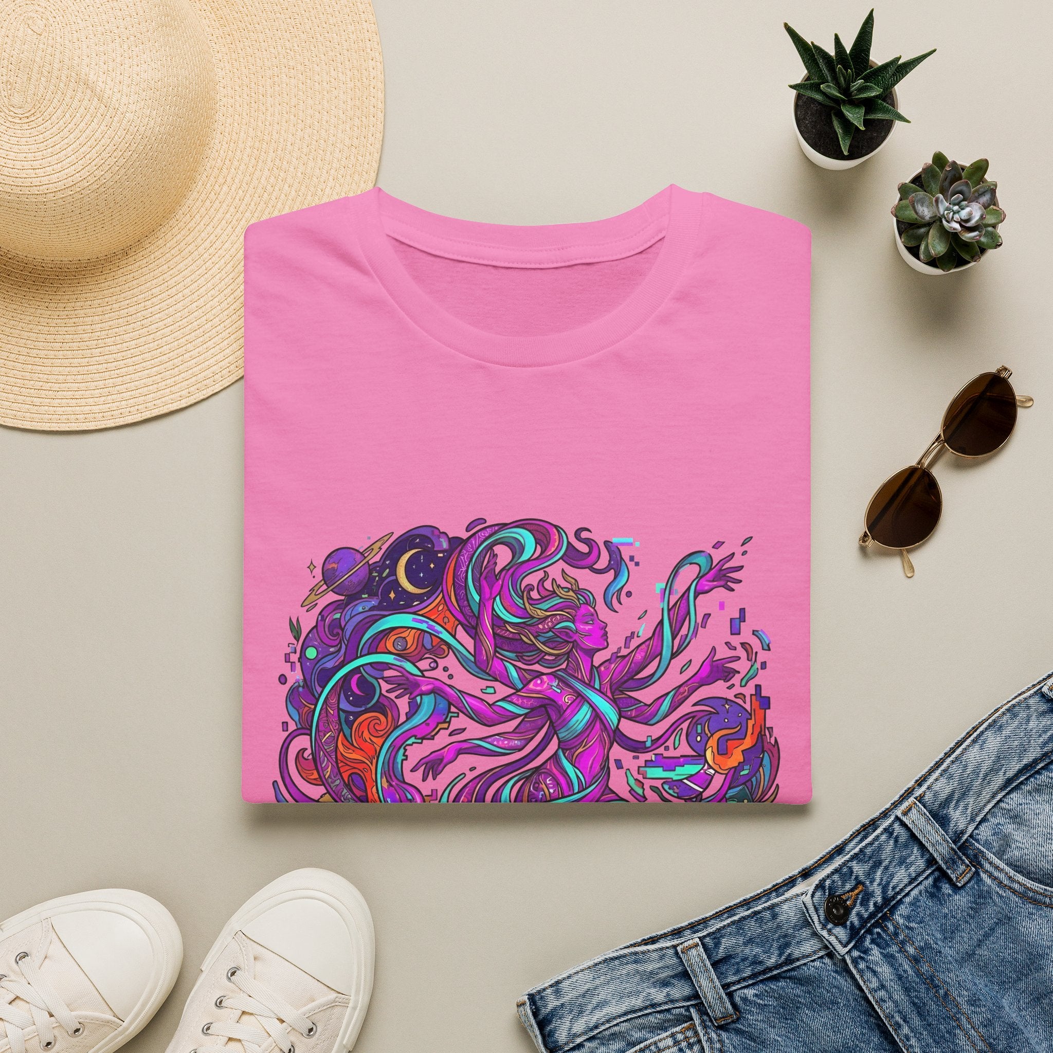 T-Shirt - Vibrant Psychedelic Cosmic Goddess Spiritual Flow