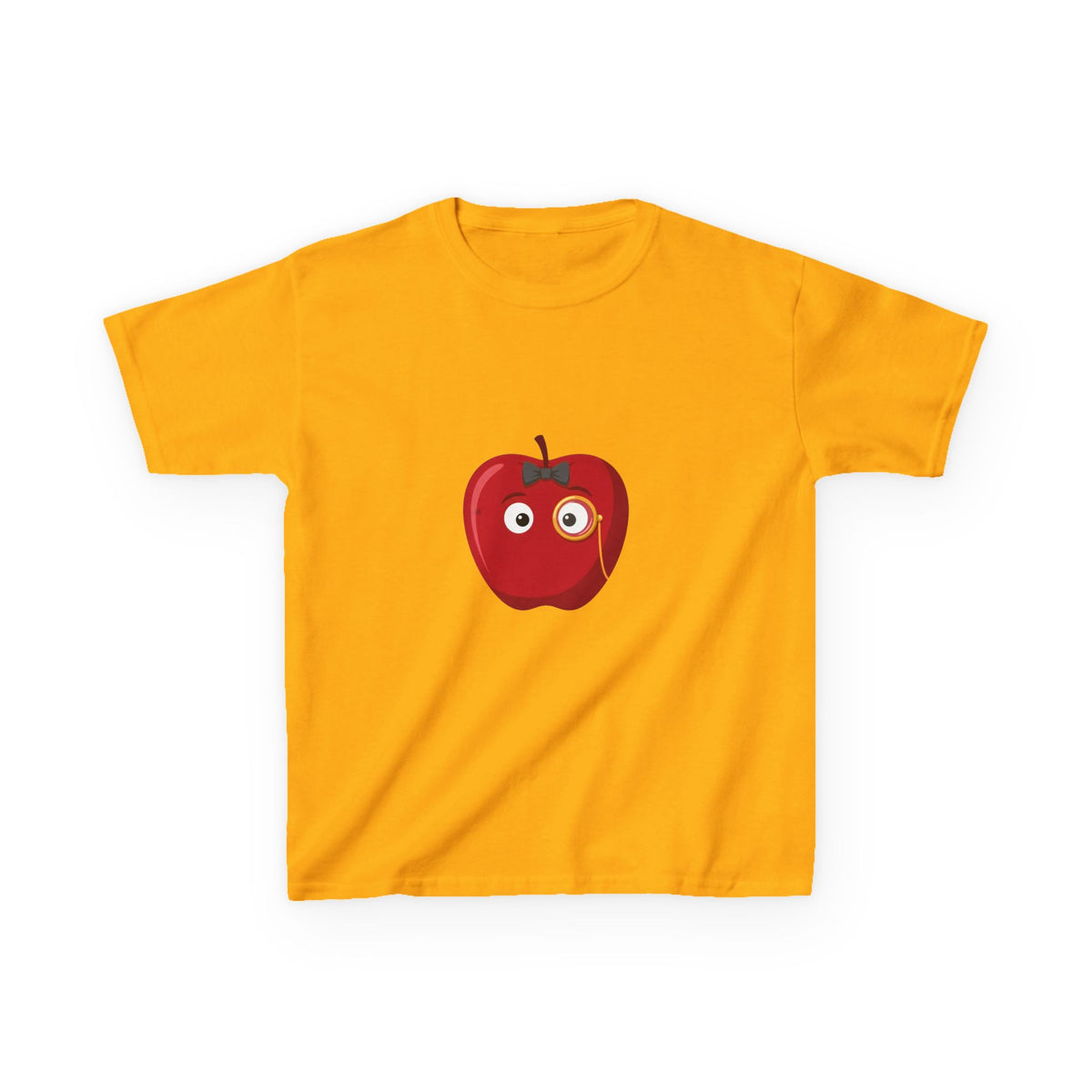 Kids Heavy Cotton Tee - Whimsical Monocle Apple Character