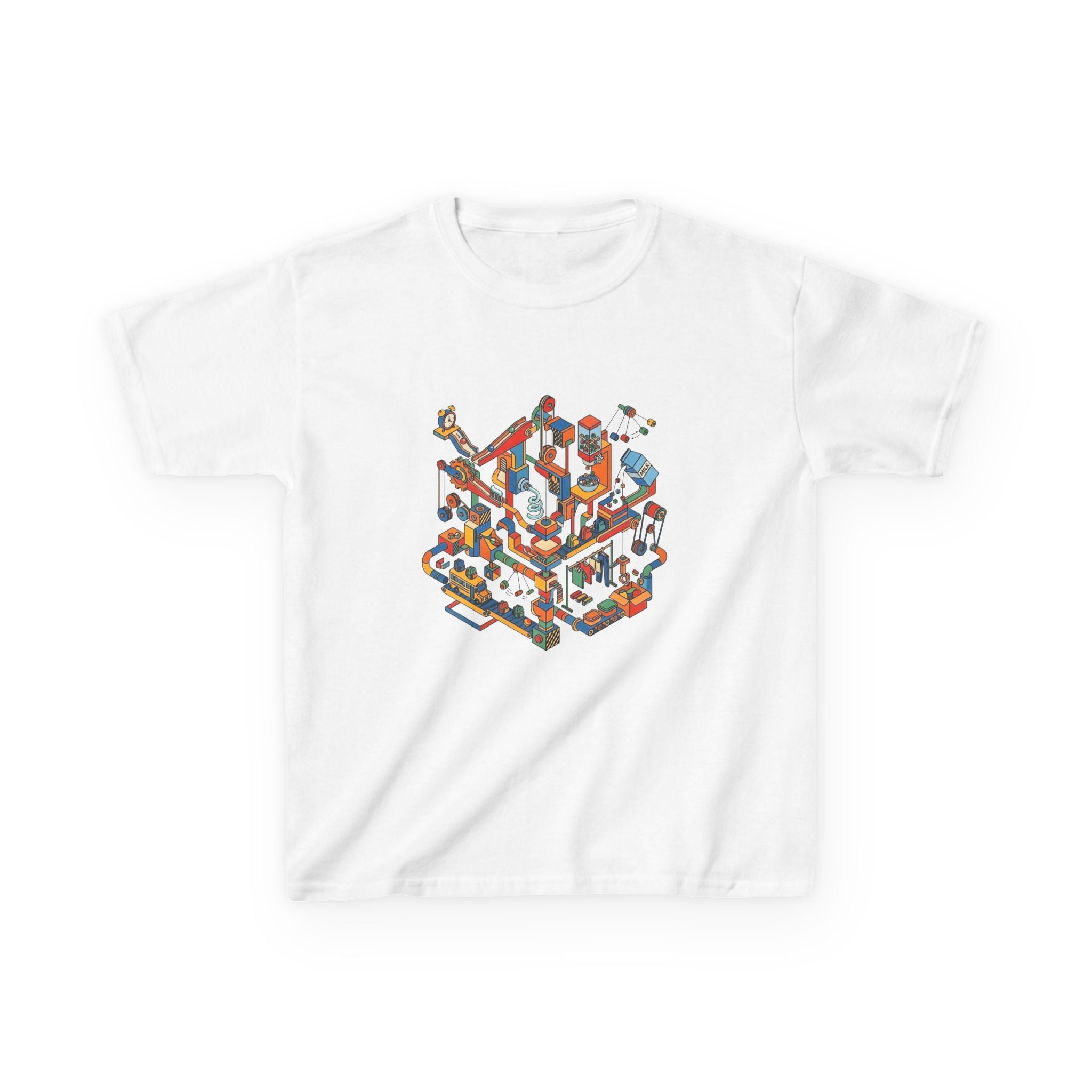 Kids Daily Routine T-Shirt - Whimsical Cartoon Machine