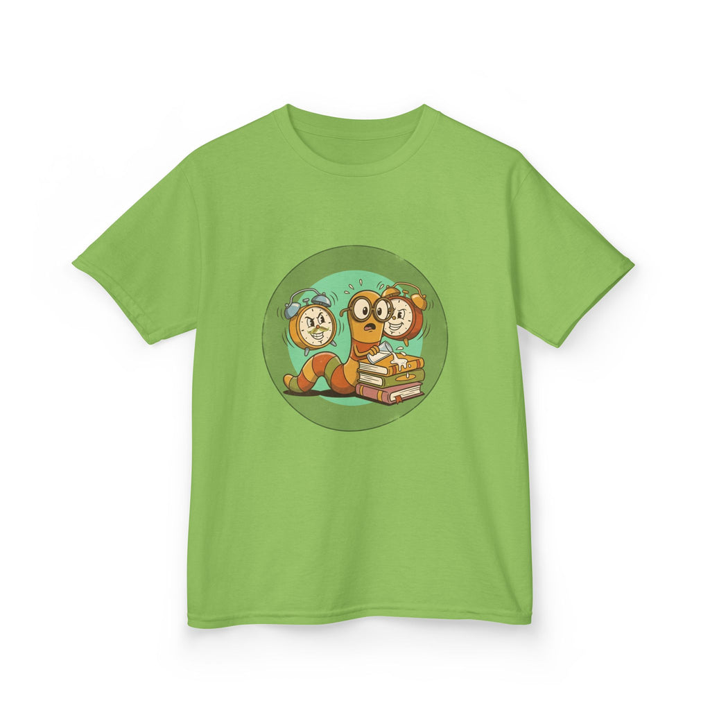 Kids Bookworm Tee - Cartoon Worm Studying Books | Back to School