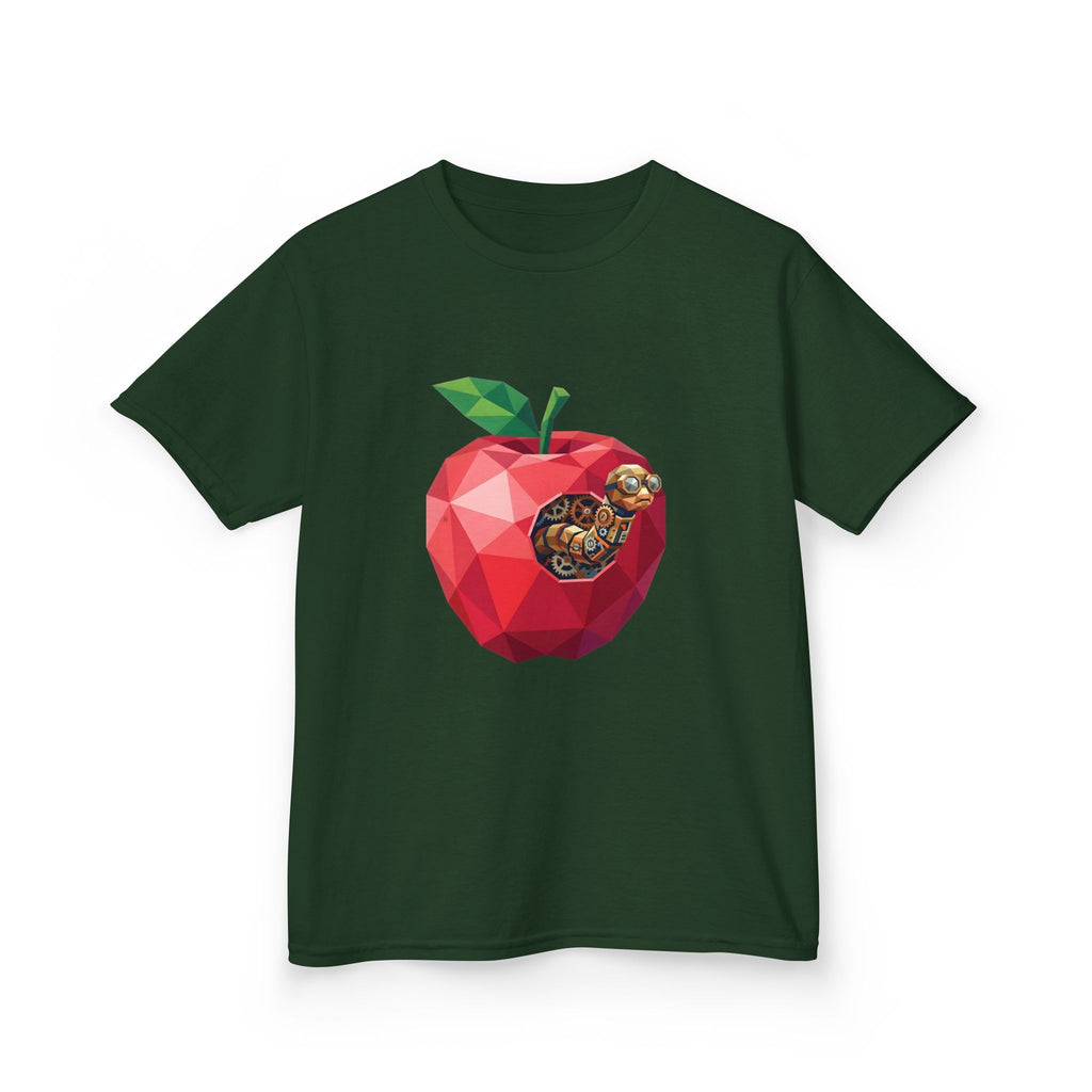 Kids Steampunk T-Shirt - Low Poly Geometric Mechanical Apple Worm