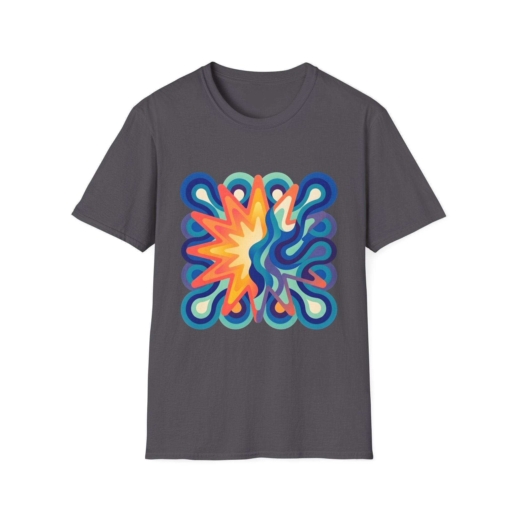 Abstract T-Shirt - Psychedelic Starburst Graphic Tee | Dynamic Blue
