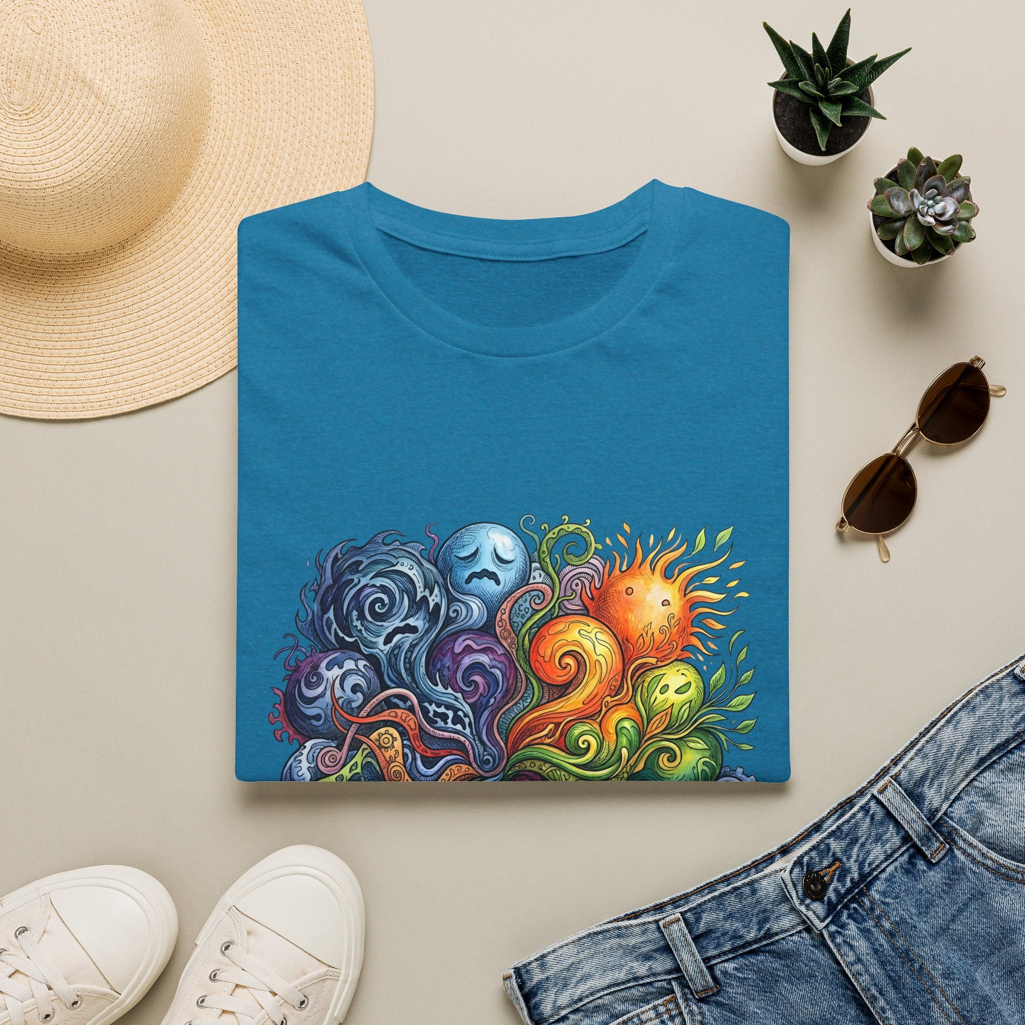 Abstract T-Shirt - Whimsical Watercolor Mandala | Surreal Figures