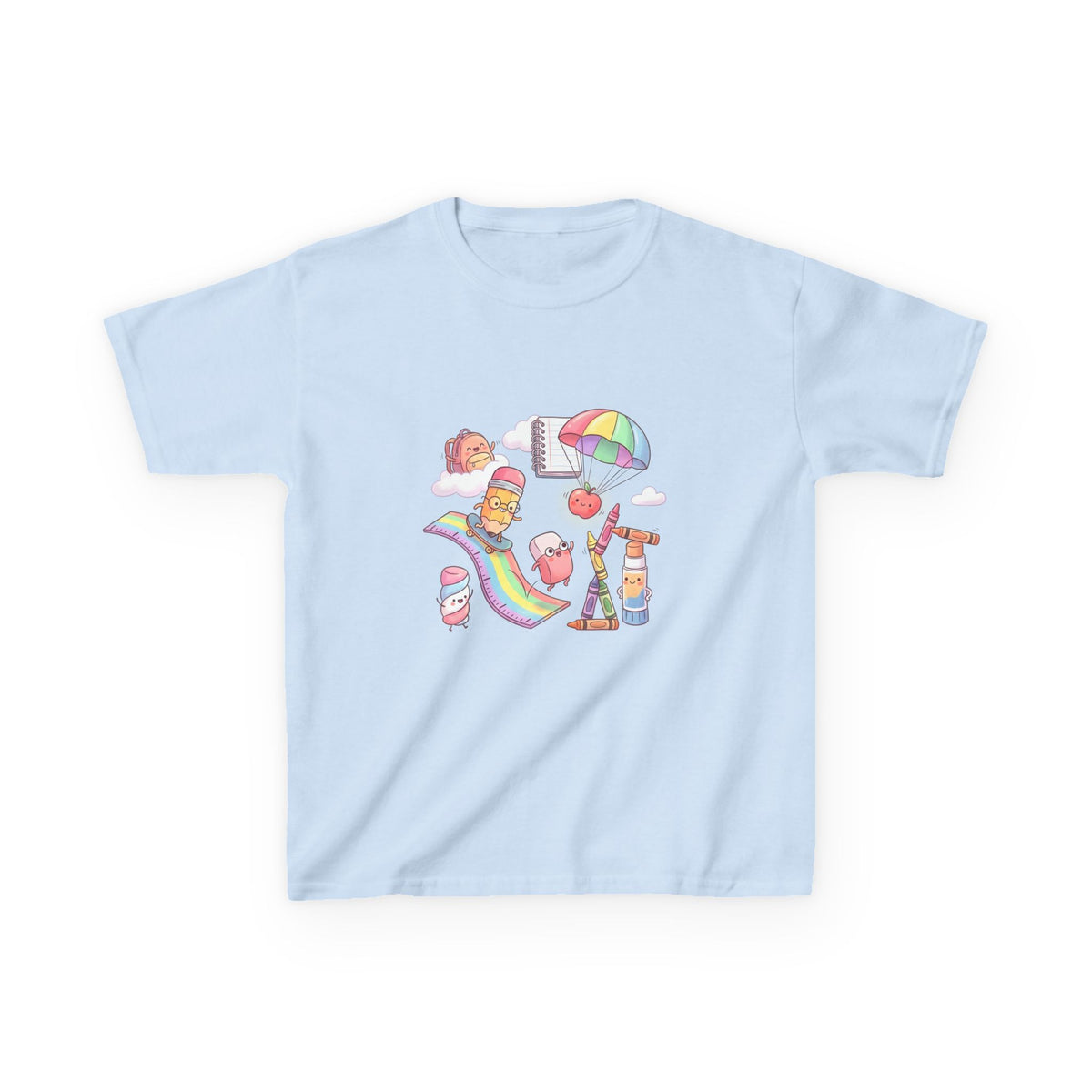 Kids Back to School Tee - Cute Faces School Supplies | Rainbow 2026