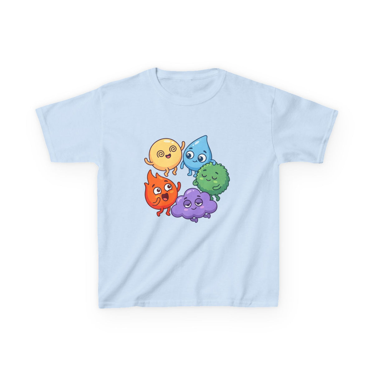 Kids Heavy Cotton Tee - Cute Whimsical Elemental Characters