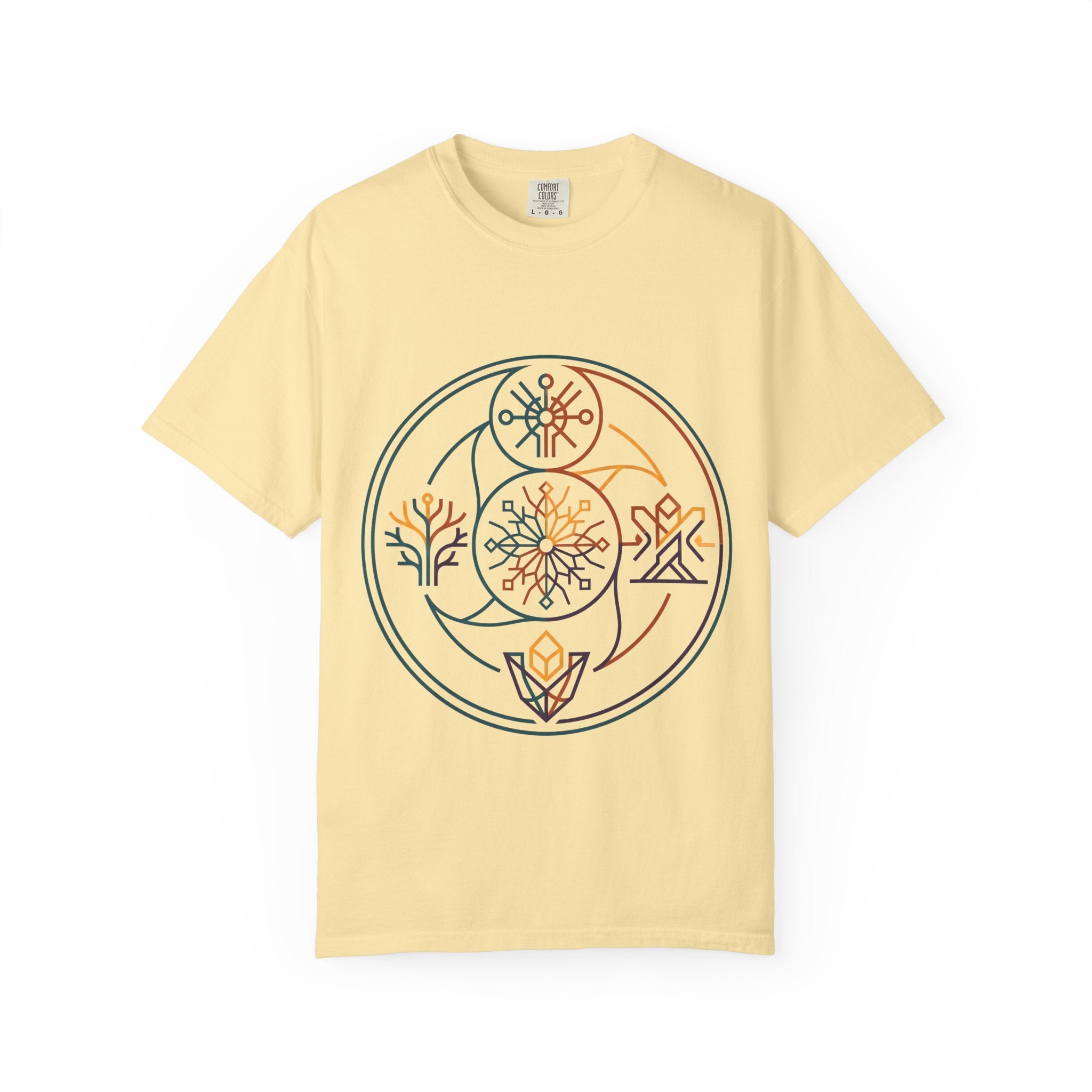 Unisex Garment-Dyed T-Shirt - Minimalist Geometric Nature Art