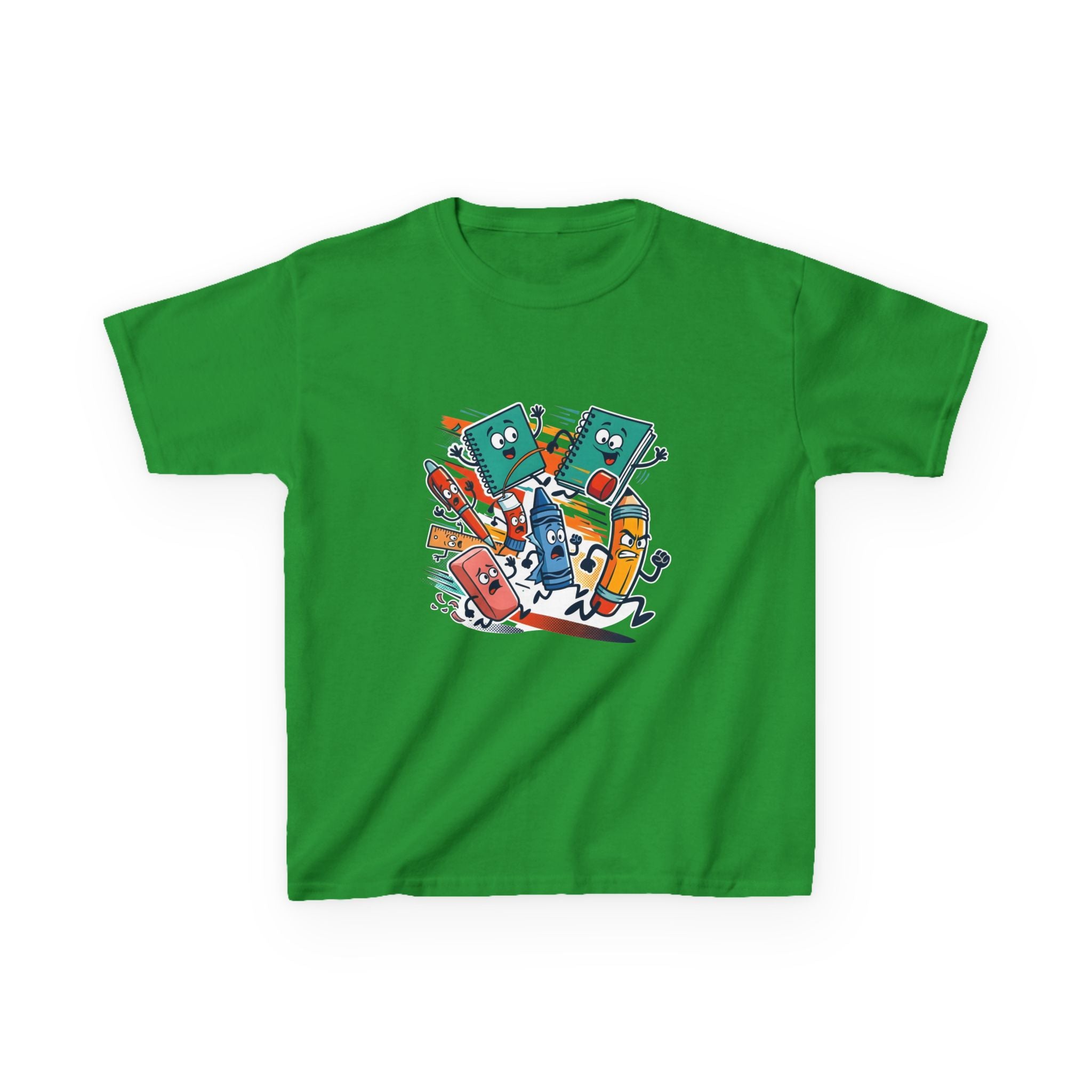 Kids Back to School Tee - Playful School Supplies Cartoon