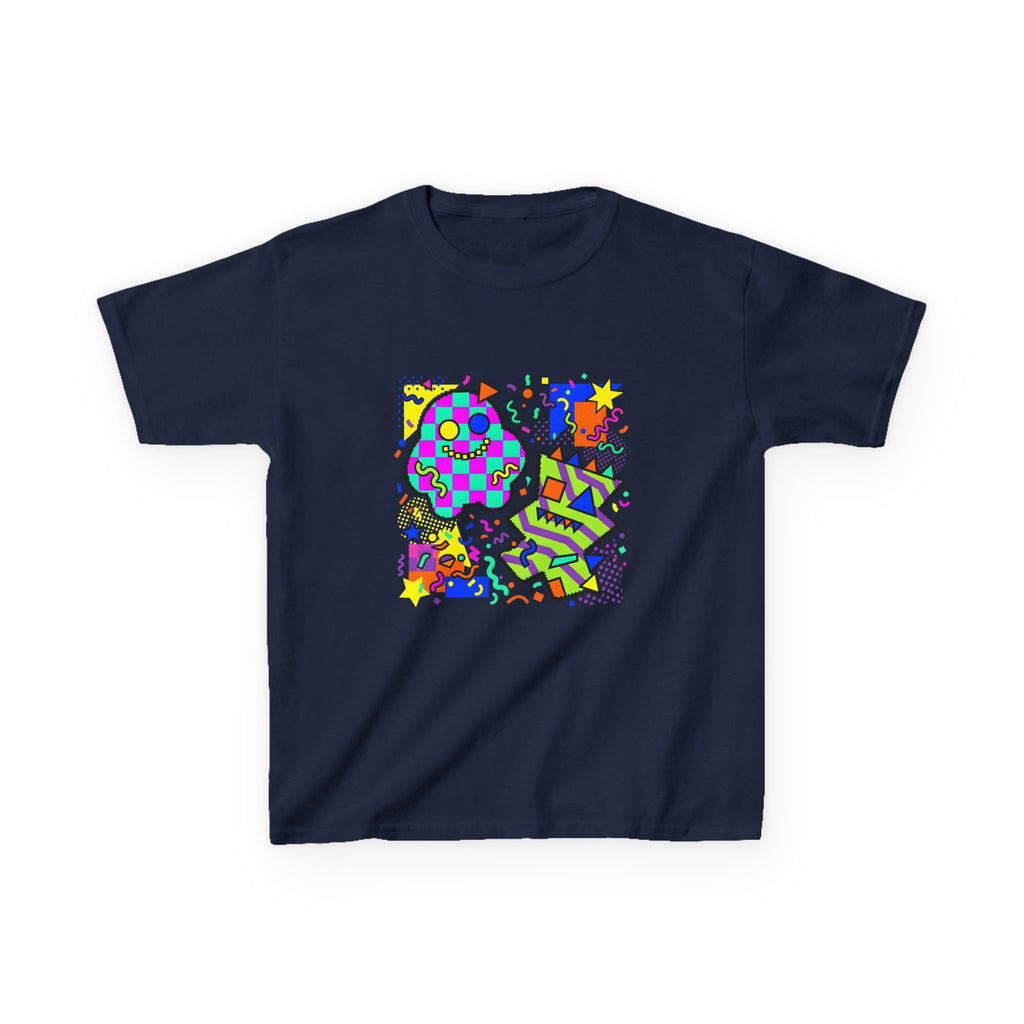 Kids Tee - Playful 90s Geometric Monsters | Retro Abstract