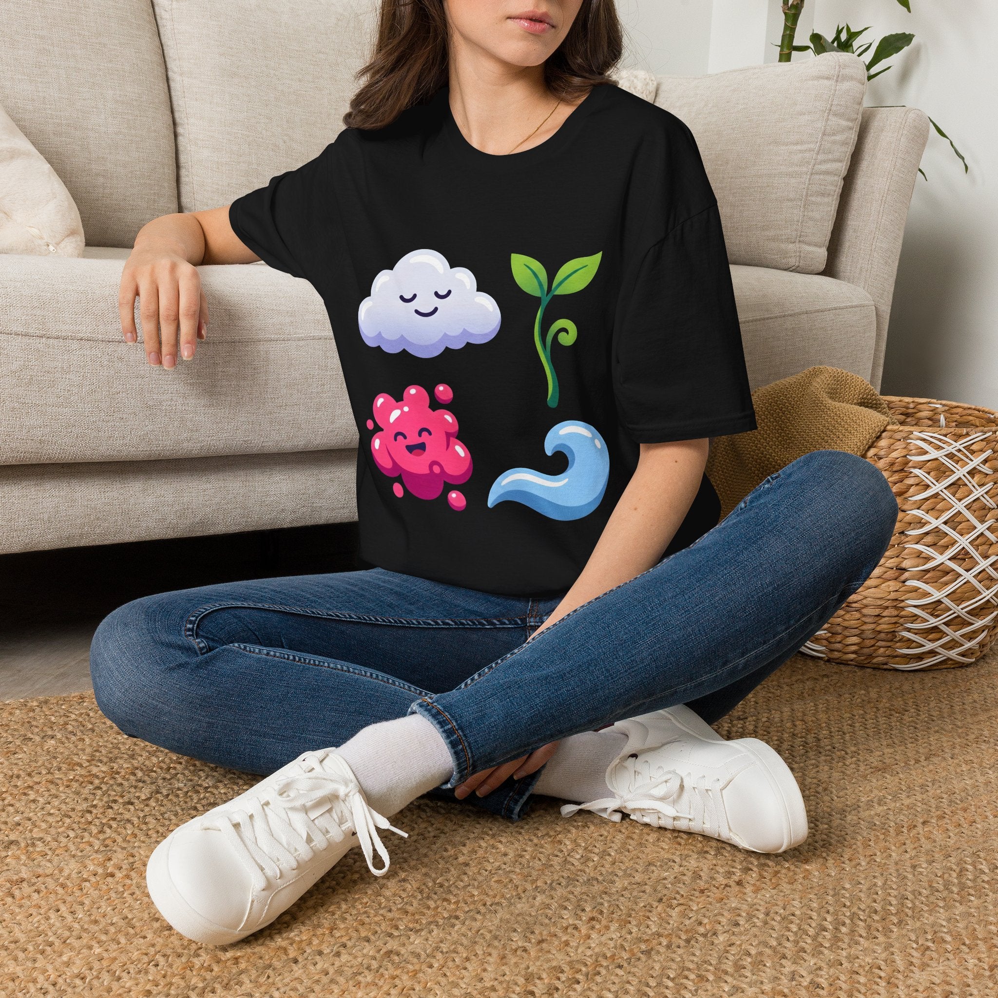 Cute Nature T-Shirt - Whimsical Cloud Sprout Wave Design | Unisex