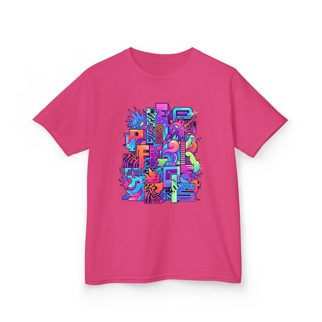 Kids Glitch Art Tee - FUNGUS Neon Cyberpunk Design | Retro