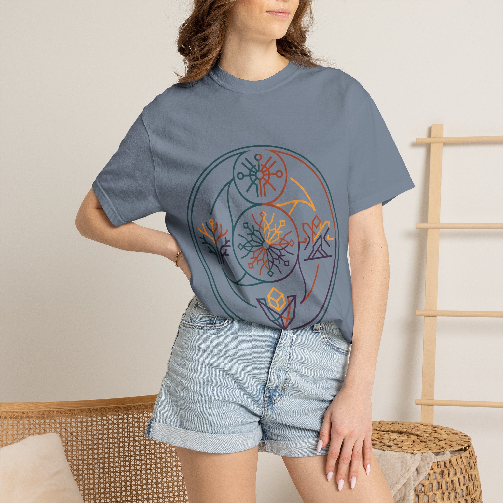 Unisex Garment-Dyed T-Shirt - Minimalist Geometric Nature Art