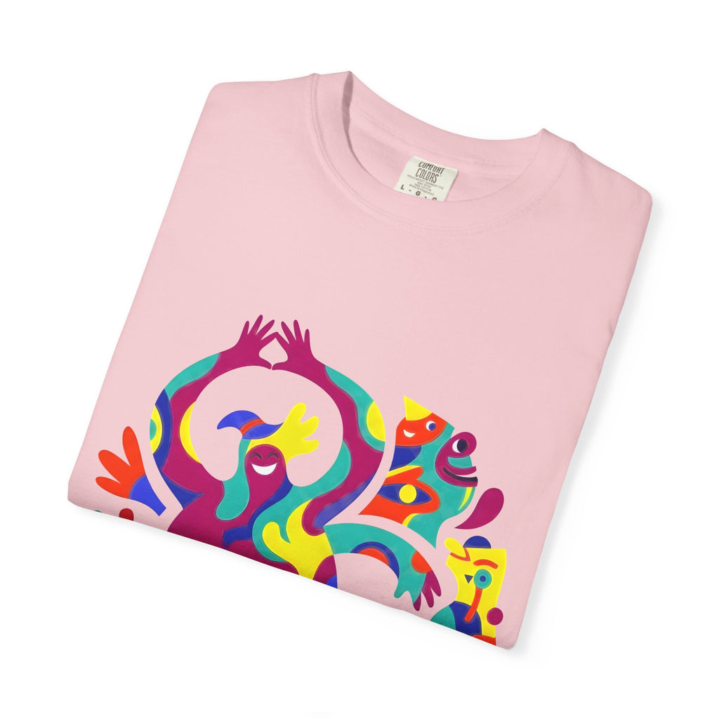 Garment-Dyed T-shirt - Joyful Abstract Creatures | Whimsical Graphic