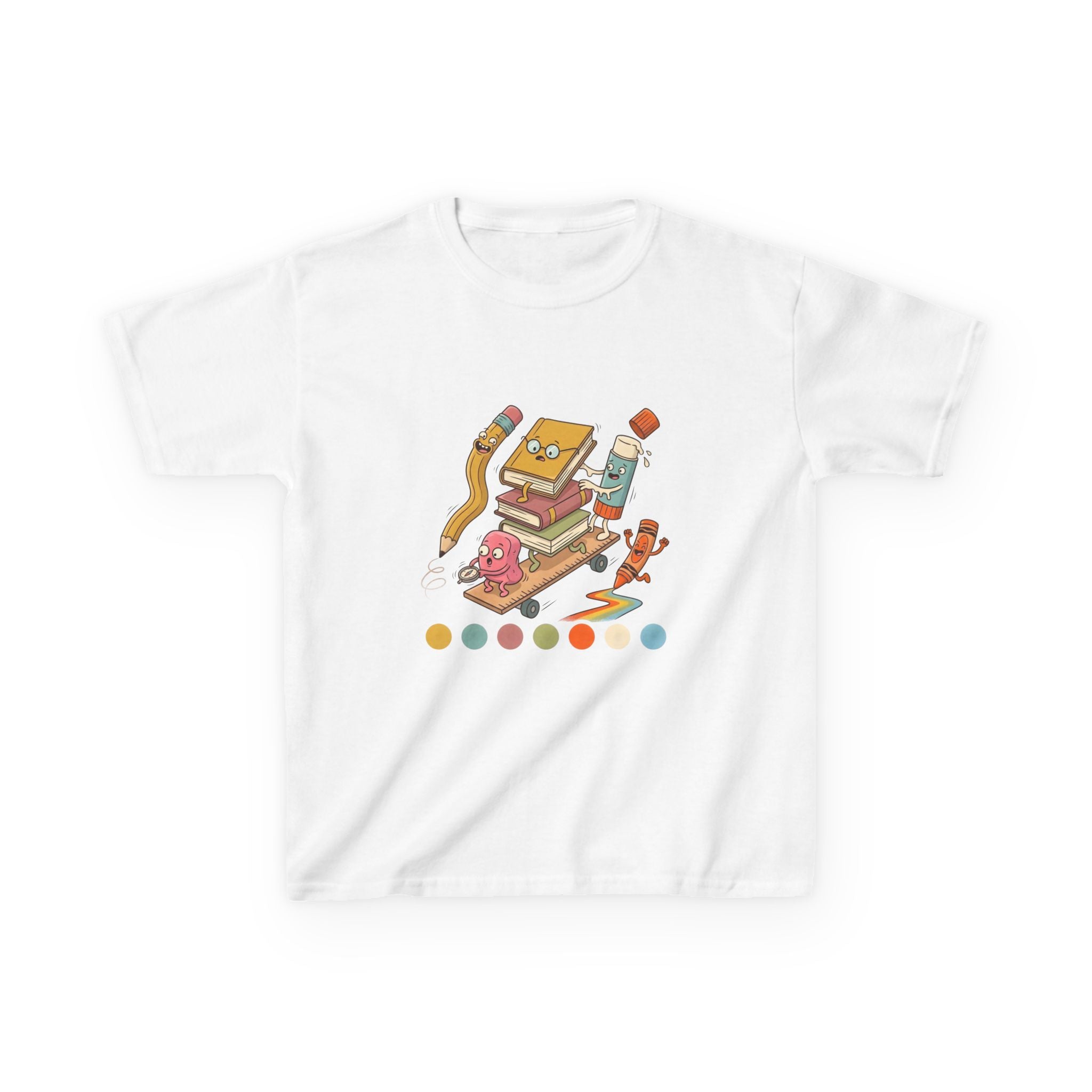 Kids T-Shirt - Cute Cartoon School Supplies | Back to School 2026