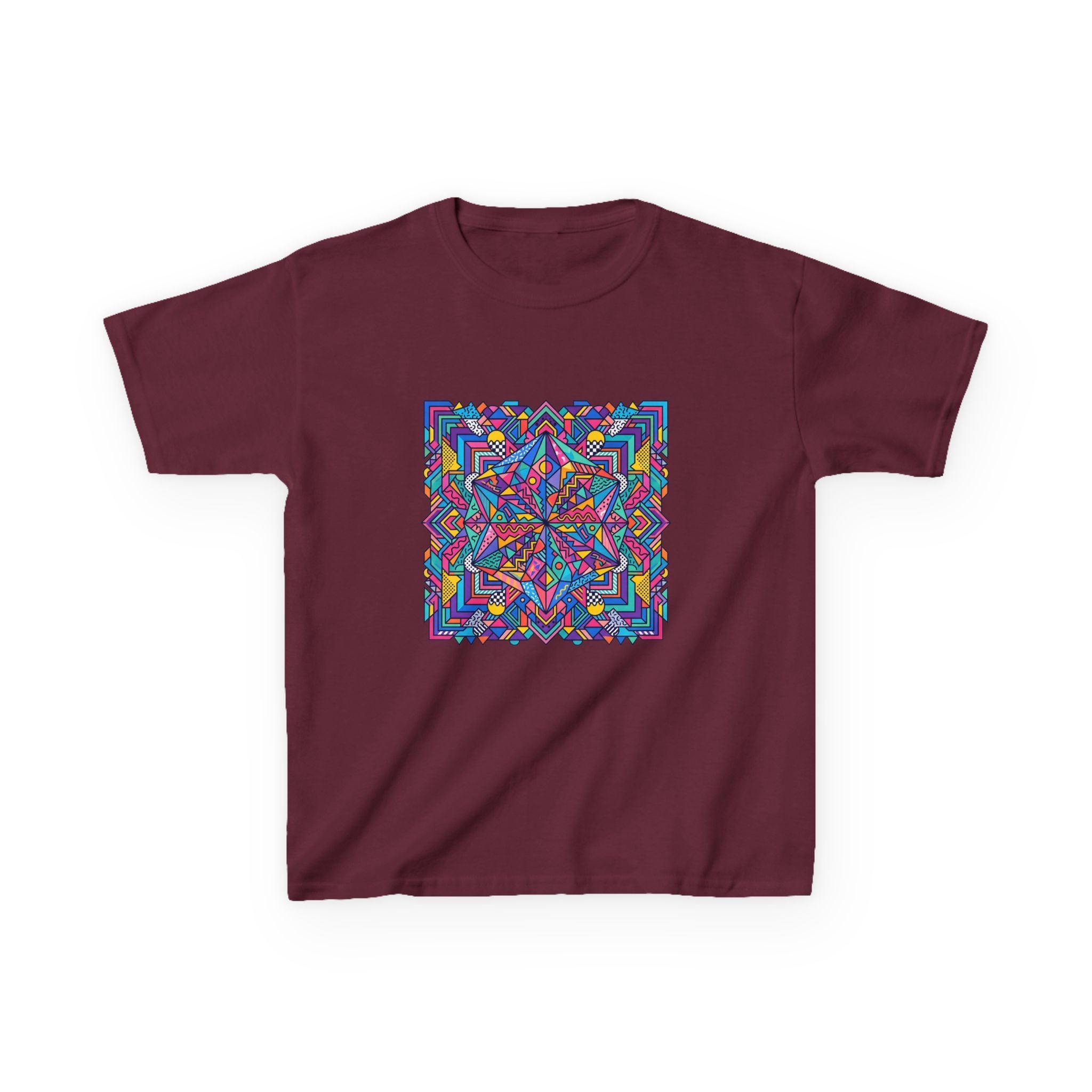 Kids Tee - Retro Geometric Kaleidoscope Abstract | 90s Aesthetic Top