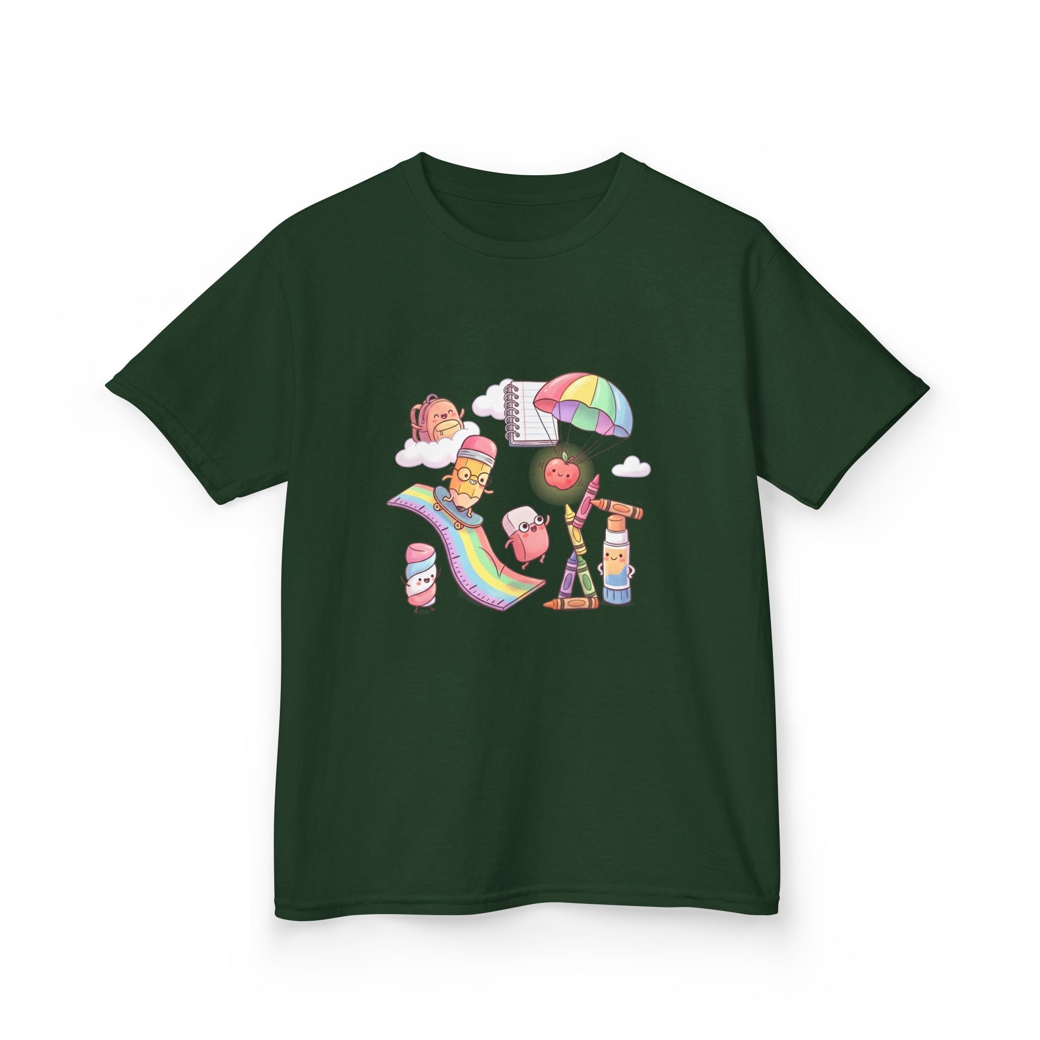 Kids Back to School Tee - Cute Faces School Supplies | Rainbow 2026