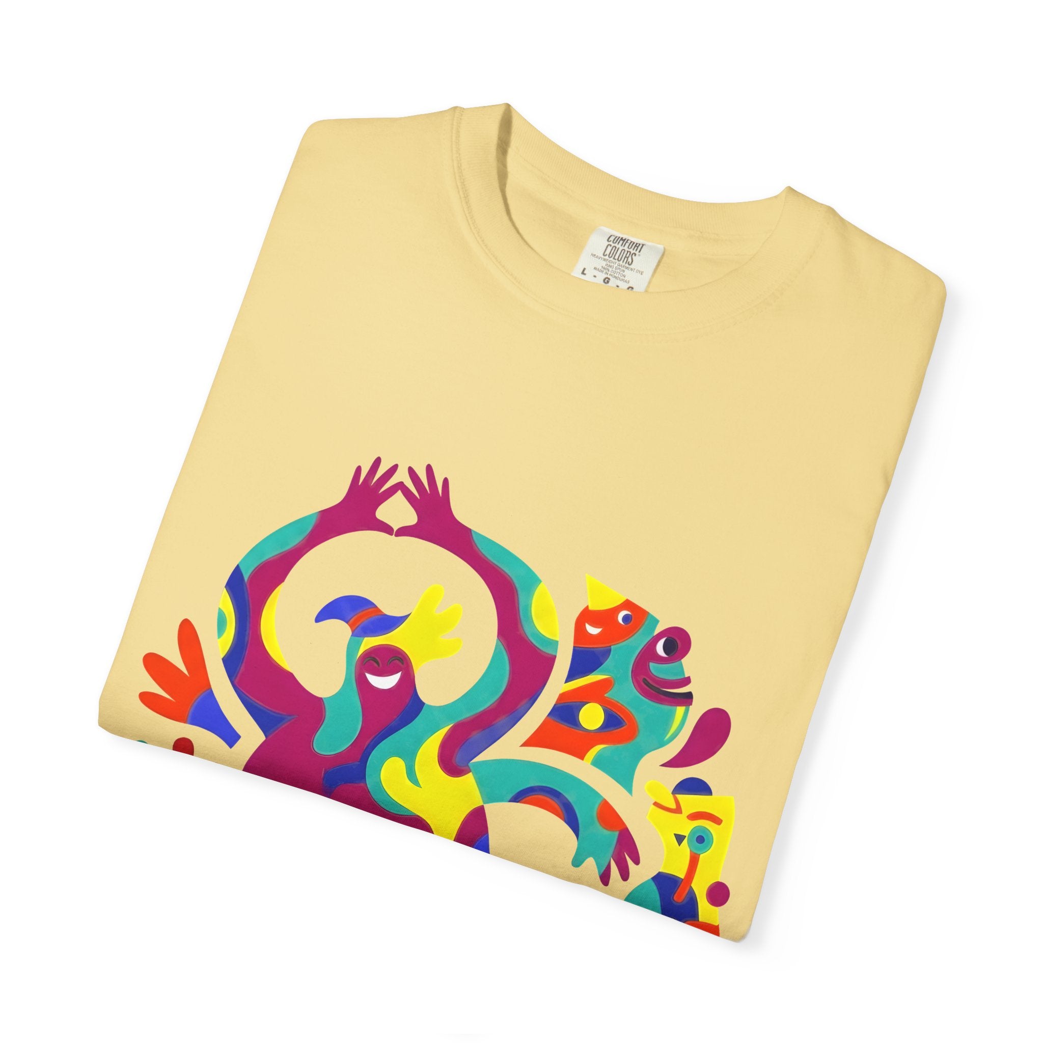 Garment-Dyed T-shirt - Joyful Abstract Creatures | Whimsical Graphic
