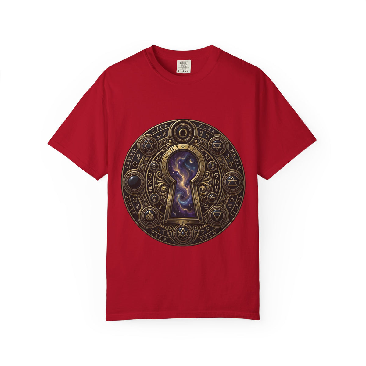 T-shirt - Celestial Keyhole Galaxy | Occult Alchemical Gold