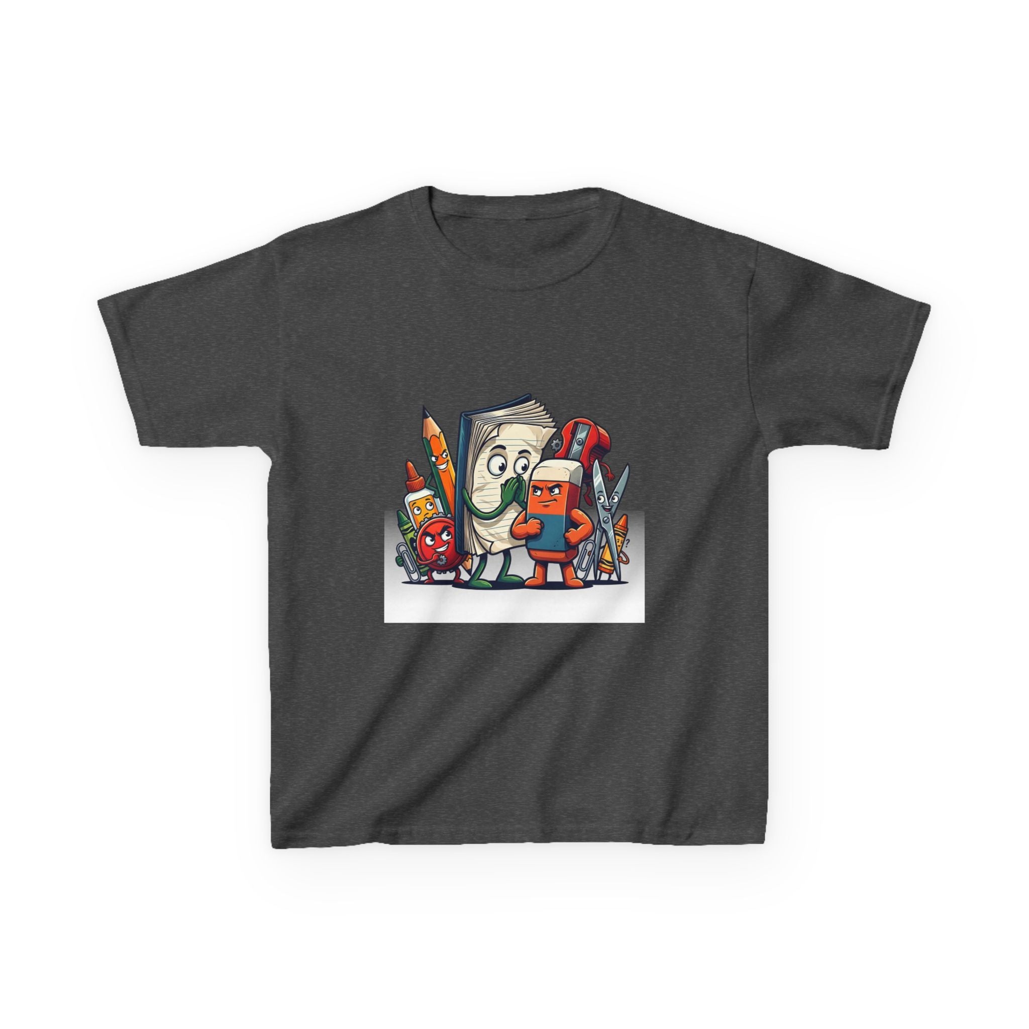 Kids Cartoon T-Shirt - Mischievous School Supplies & Stationery