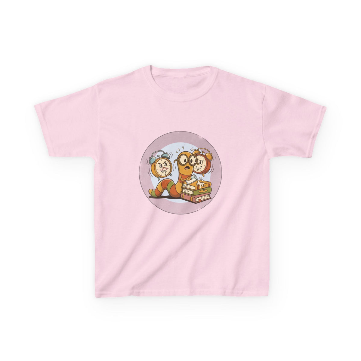 Kids Bookworm Tee - Cartoon Worm Studying Books | Back to School