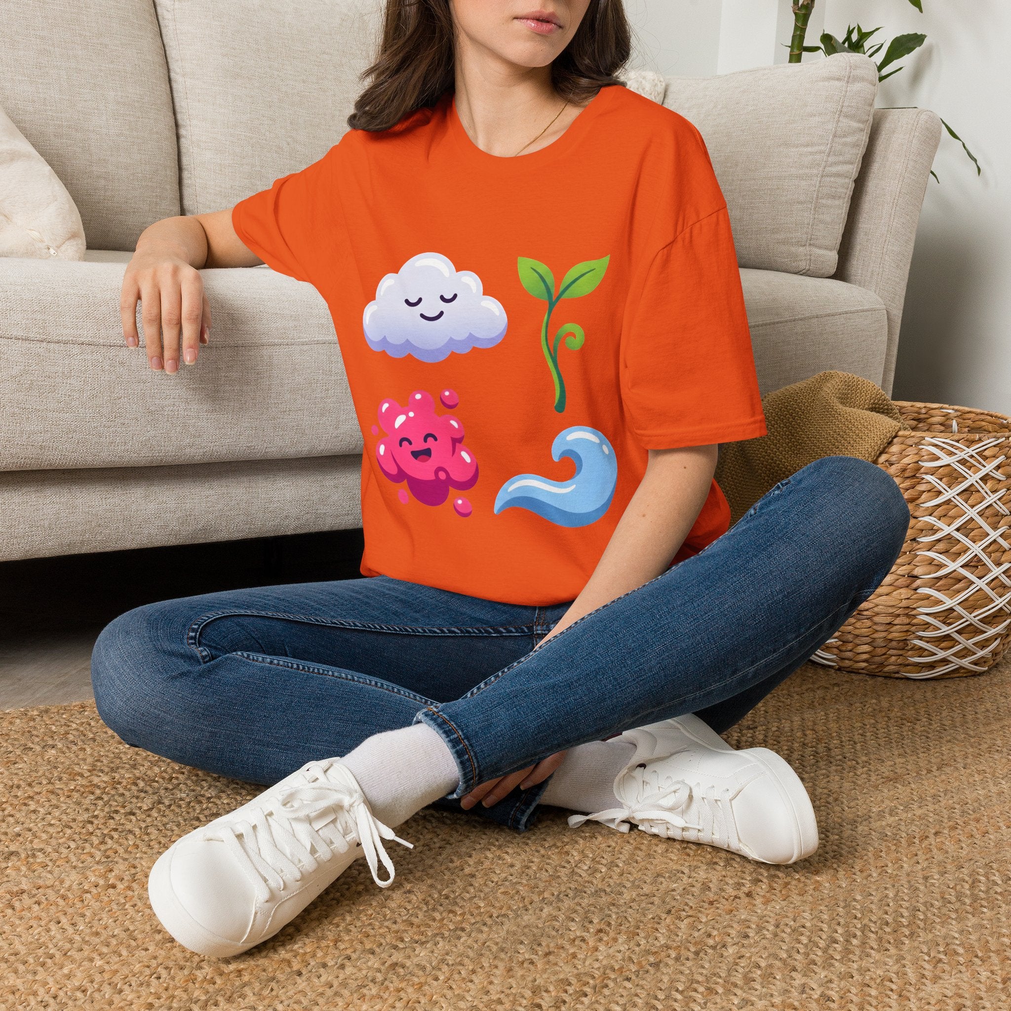 Cute Nature T-Shirt - Whimsical Cloud Sprout Wave Design | Unisex