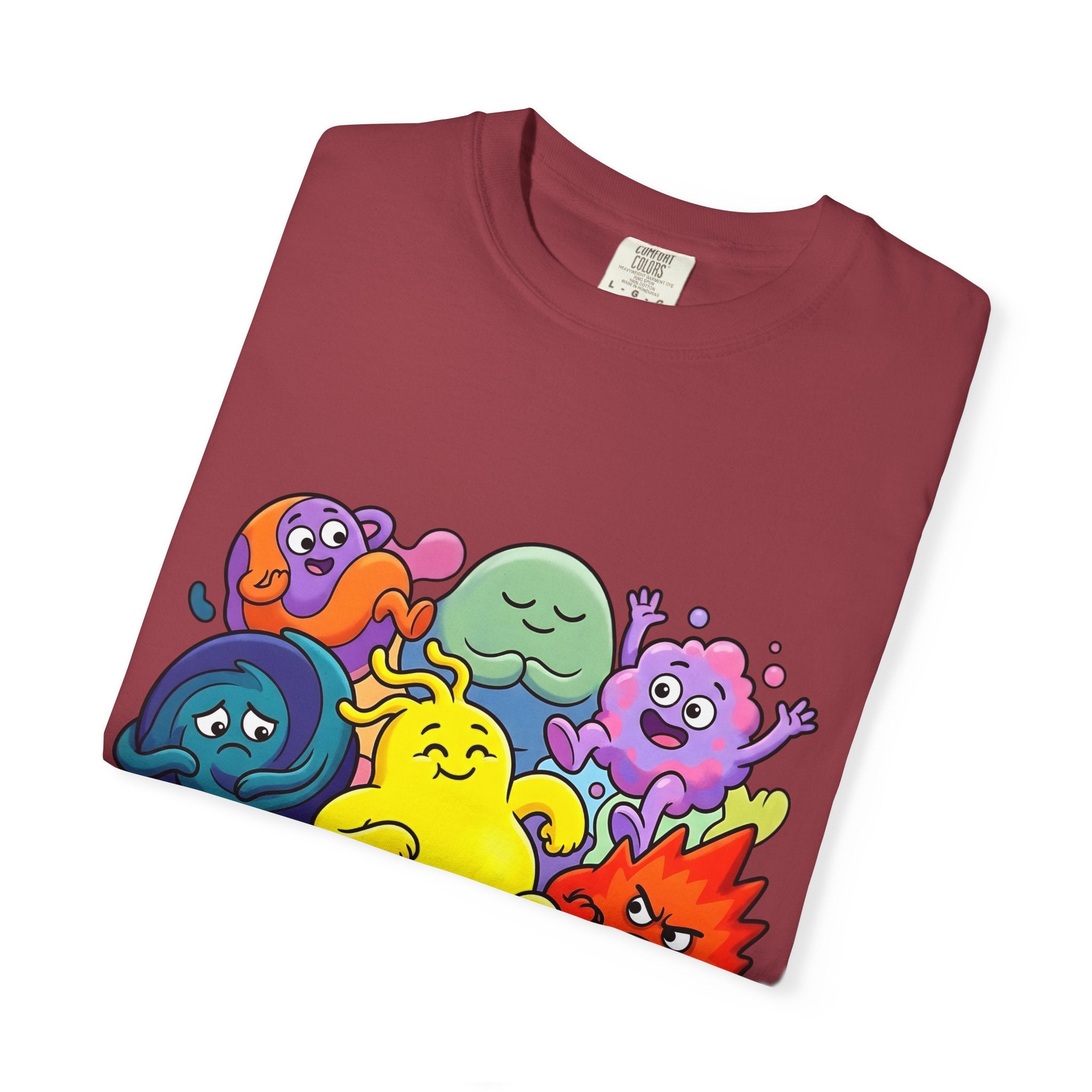 Unisex Garment-Dyed T-Shirt - Diverse Emotional Cartoon Creatures