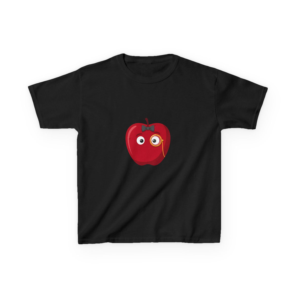 Kids Heavy Cotton Tee - Whimsical Monocle Apple Character
