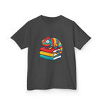 Kids T-Shirt - Whimsical Chameleon Reading Books | School Tee