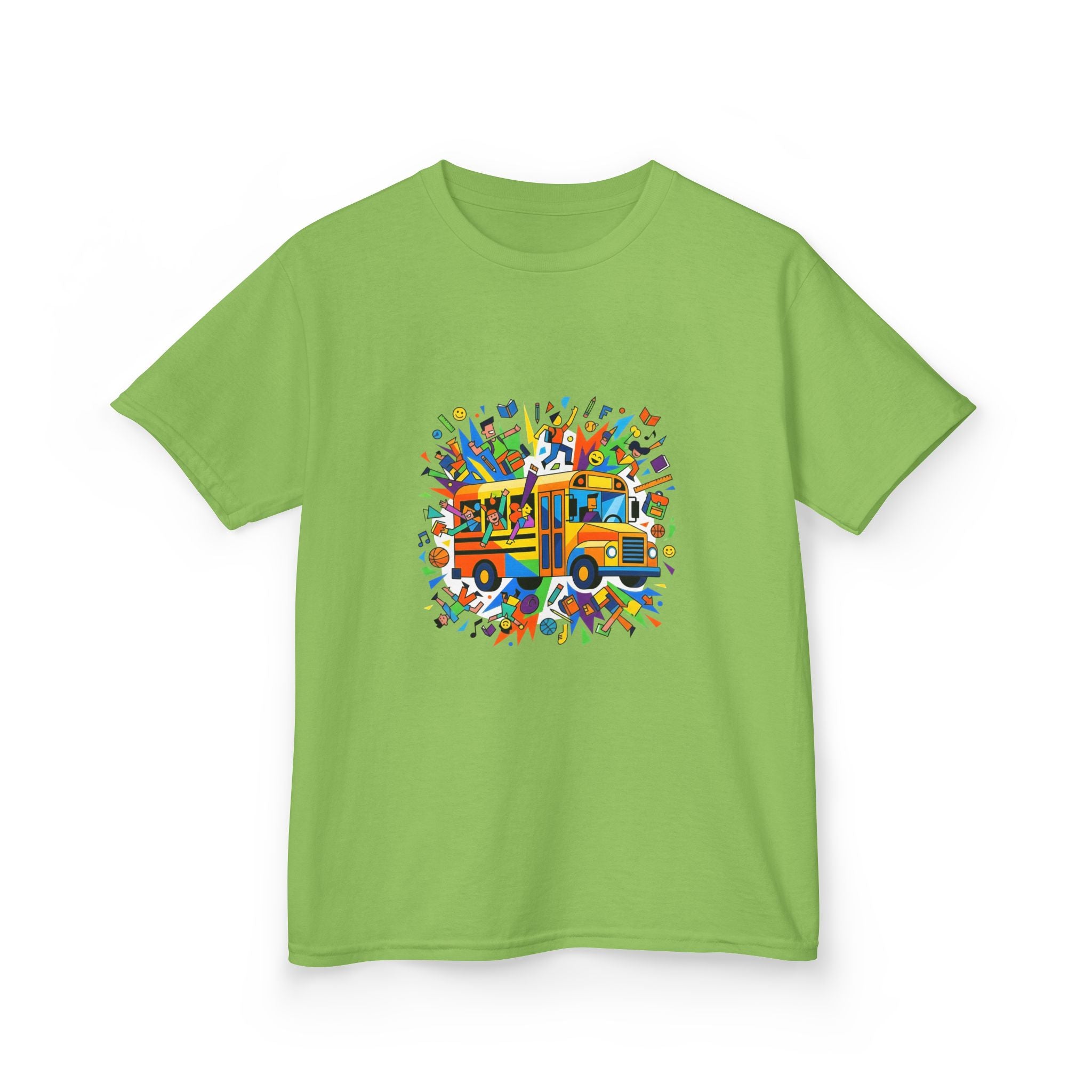 Kids Back to School Tee - Colorful School Bus & Student Shirt