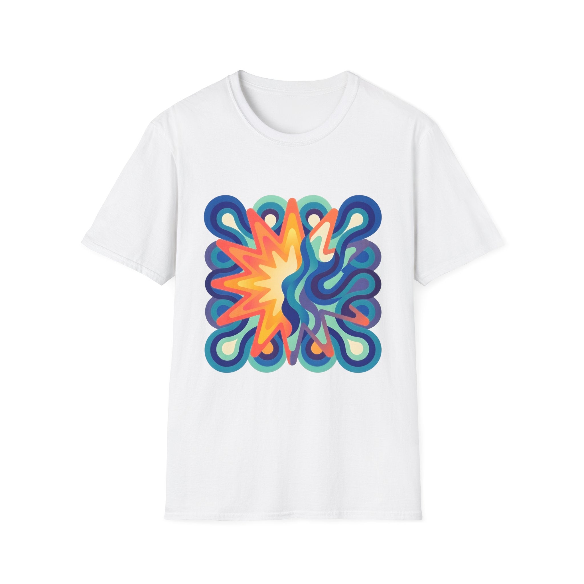 Abstract T-Shirt - Psychedelic Starburst Graphic Tee | Dynamic Blue