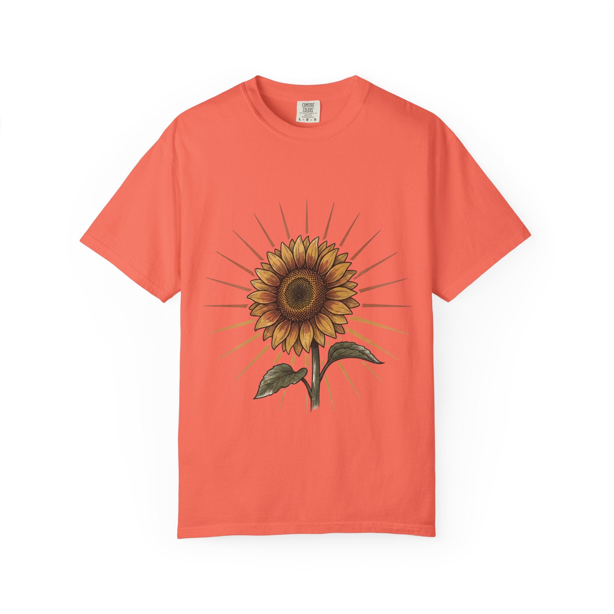 Sunflower T-shirt - Vintage Botanical Line Art | Comfort Colors